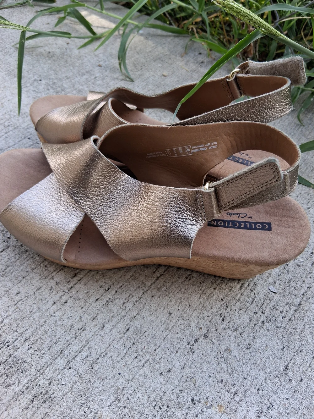 Clarks Metallic Gold Leather Slingback Sandals